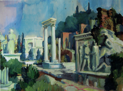 Thomas Habbel "Forum Romanum" 1961 Aquarell